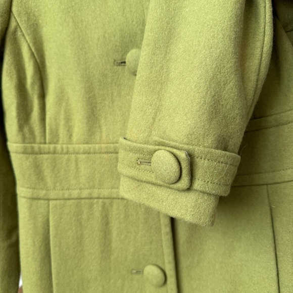 J. Crew 100% Wool Olive Coat with Plum Details and Scarf - Picture 15 of 16